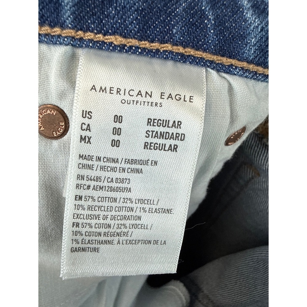 American Eagle Super High Rise Ankle Straight Distressed Jeans Blue Womens XS 00 - Picture 10 of 15